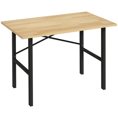 Table de travail de 46 po avec plateau en bois de chêne et table de travail en acier robuste