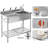 Stainless Steel Utility Sink, Commercial Free Standing Sink with Faucet & Hot/Cold Water Plumbing, Single Bowl Sinks for Laundry, Kitchen, Garage, Outdoor Garden