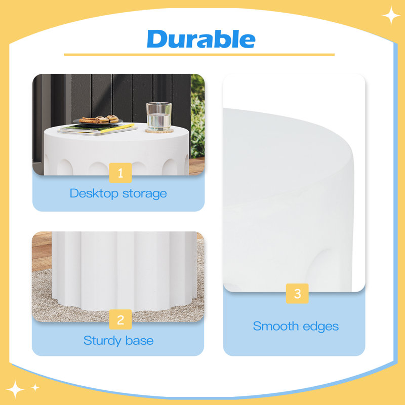 Outdoor Cylindrical Concrete Side Table, Indoor End Table