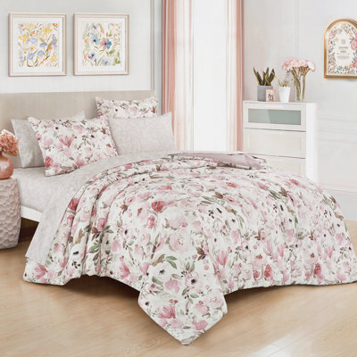7-Piece Floral Printed Microfiber Comfort Set – Complete Bedding Ensemble With Luxurious Touch