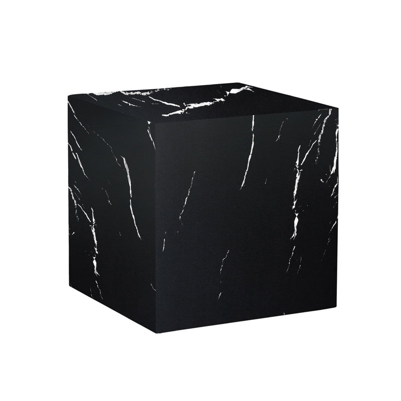 Black Marble Texture Coffee Table 15.7*15.7*15.7 Inch - Adds An Elegant Element To Your Home Decor In Enhances Visual Appeal Of Living Area