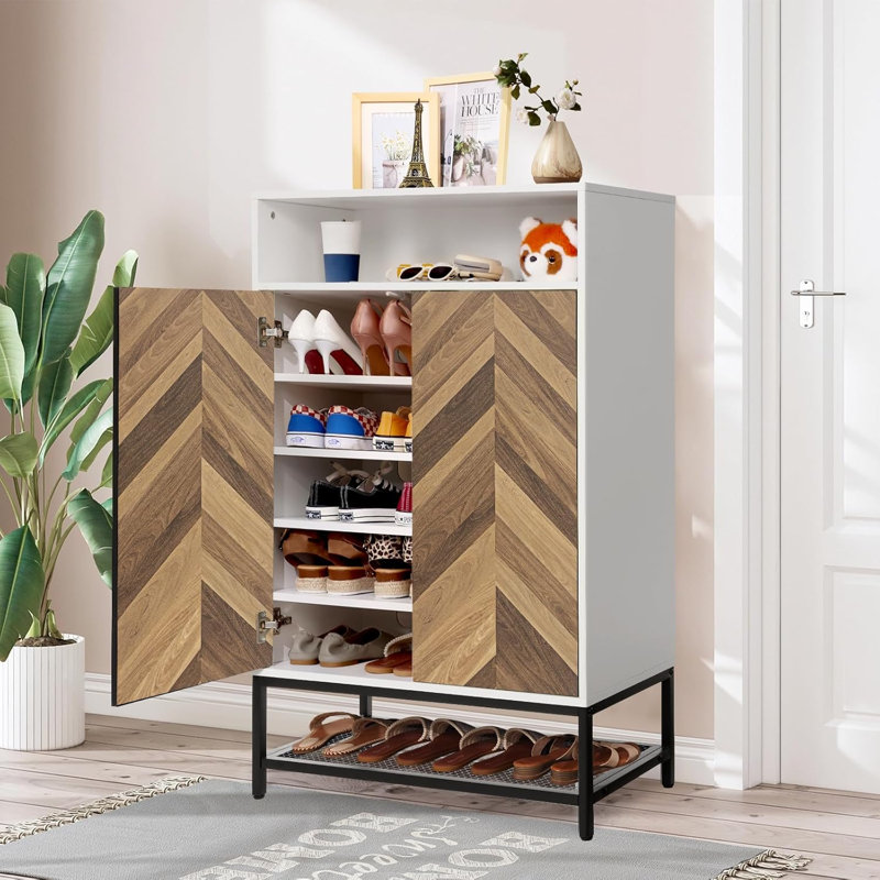 Armoire de rangement à chaussures en bois 24 paires avec tablettes amovibles pour vestibule, Blanc