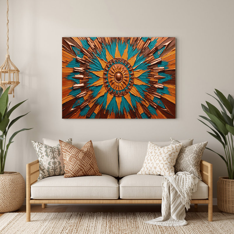 «Southwestern Cowboy Sunburst», art mural en métal brun 87, H 132 po x l 168 po x P 0,05 po
