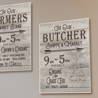 «Vintage Sign The Old Farmers Market Stand» par Lettered and Lined, reproduction d'art textuel sur toile