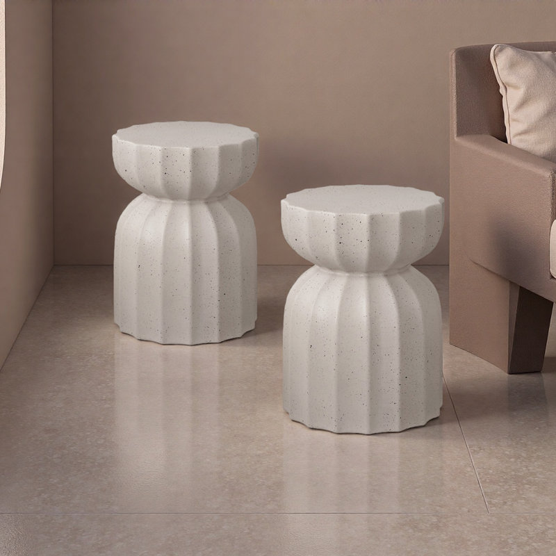13" Modern Outdoor And Indoor Waterproof Coffee Table And Side Table Set, Durable Mgo Cement Design, Suitable For Patio, Garden, Backyard And Living Room, 2PC