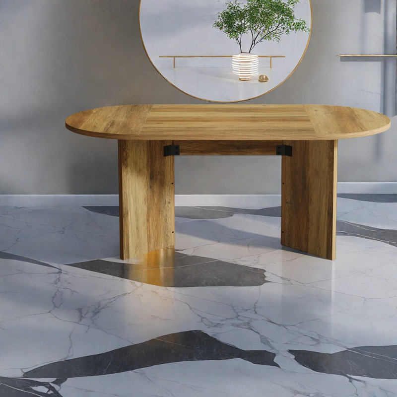 Spacieuse table de salle à manger brune, métal robuste en MDF, style maison de campagne