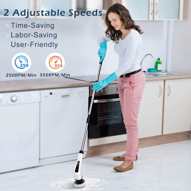 Autolaveuse électrique rotative à 360 °, sans fil à main, 7 têtes de brosse remplaçables pour salle de bain, salon