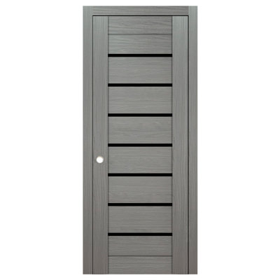 Porte intérieure stratifiée moderne en wengé frappé Domino 01 24 po x 80 po