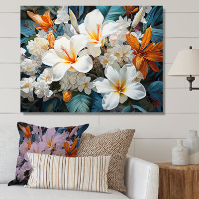" Beige And White Plumeria Blossom "