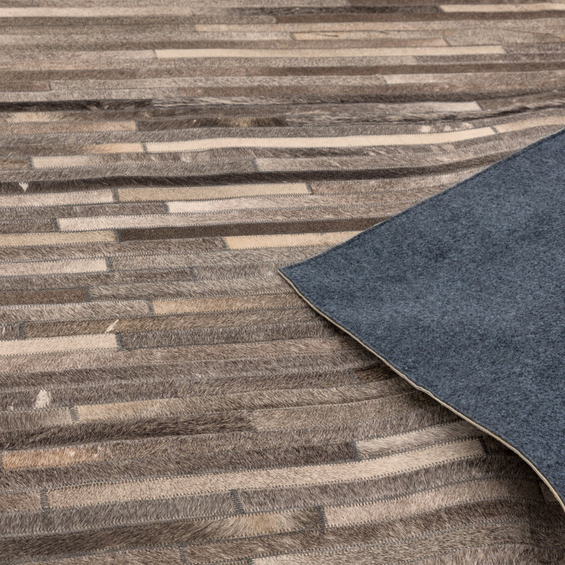 Karlee Striped Cowhide Area Rug, Rectangle 120 x 170cm