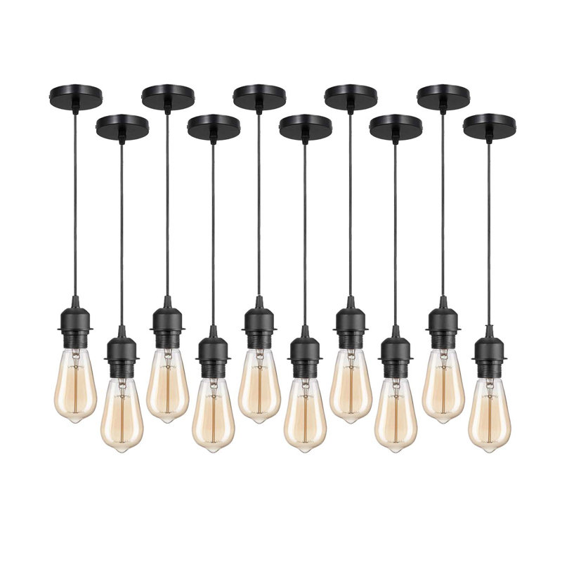 Bithlo 10x Industrial E27 single Pendant Light Holder Set – Williston Forge Adjustable Ceiling Fittings with 95cm Cable for Home or Commercial Use