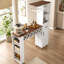 Meuble-bar UNAFLOR avec table à manger, 6 porte-verres, casier à vin amovible et tablettes latérales-2098782214