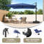 Parasol de marché de terrasse de 3 m avec manivelle et inclinaison, toile en polyester ventilée, baleines en acier, parasol extérieur-765952050