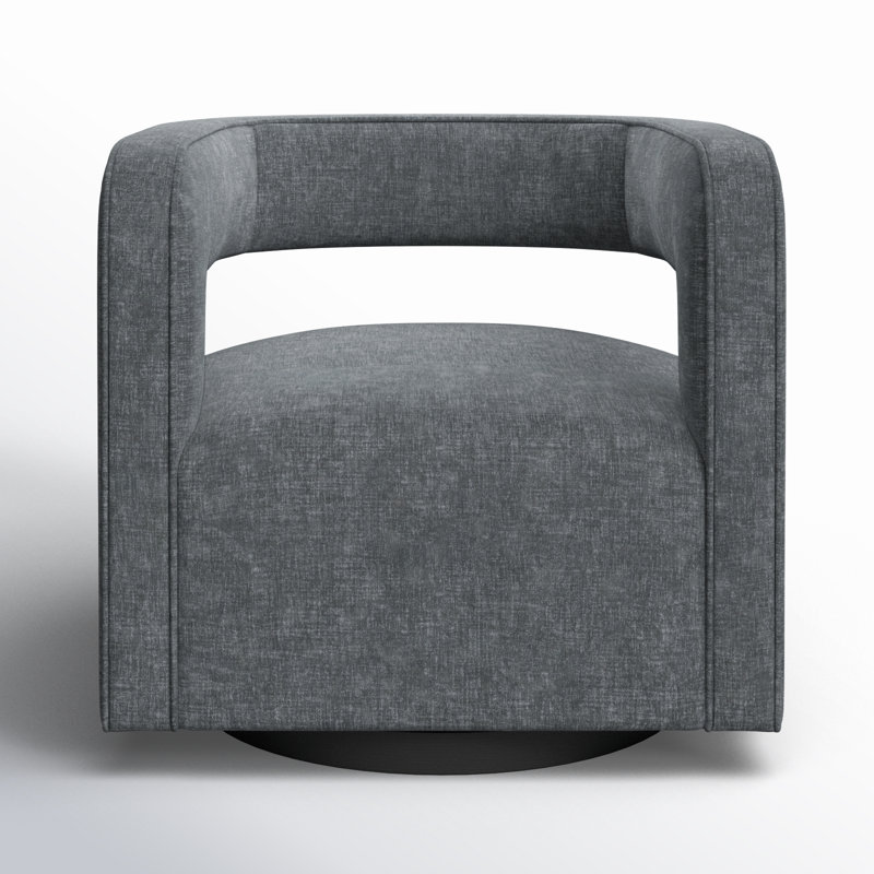 Fauteuil demi-tonneau pivotant Bilyou, Tissu performance gris anthracite