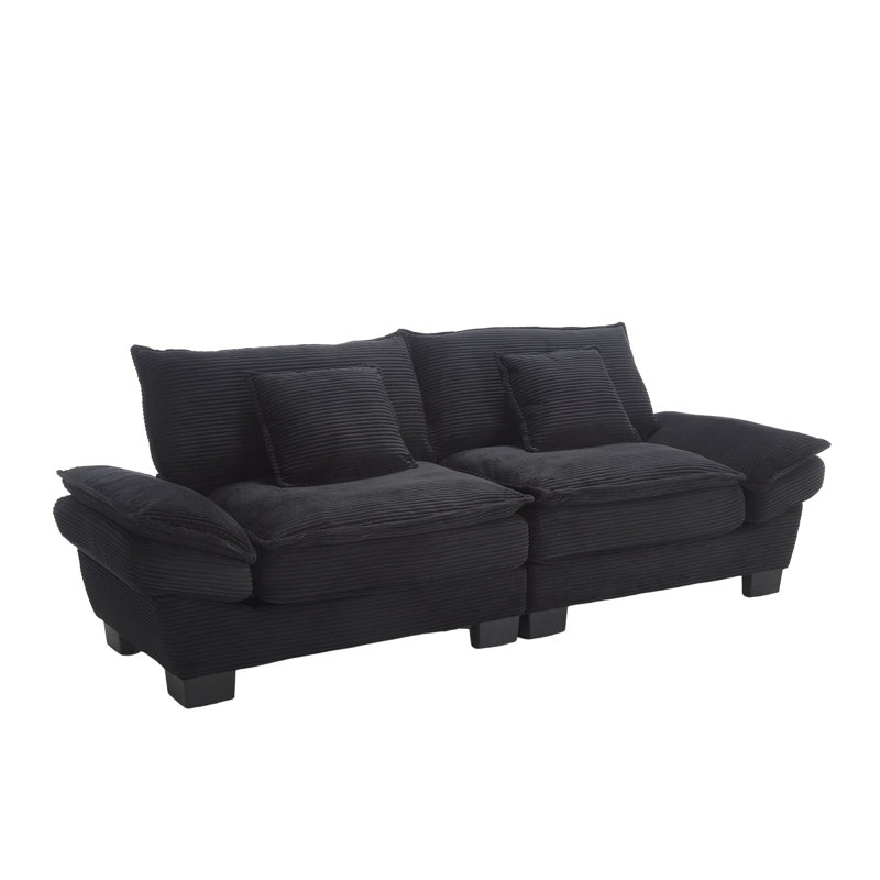 2 Seater Corduroy Sofa, Black