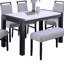 Table de salle à manger élégante en faux marbre 1 pièce avec pieds gris anthracite