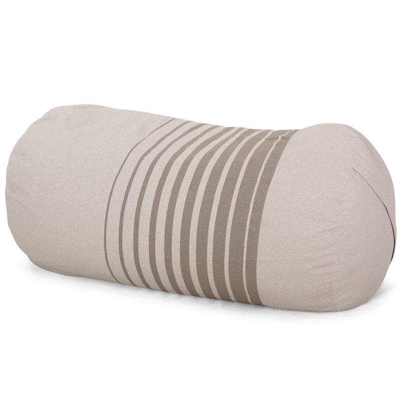 Zeon 6.5 Foot Striped  Cylindrical Bean Bag, Natural Color With Ligt Brown Stripes