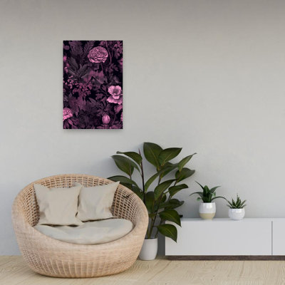 «Midnight Botanical Bloom», art mural rétro, forêt abstraite, nature