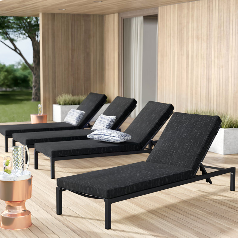Altje Aluminum Reclining Chaise Lounge with Cushions