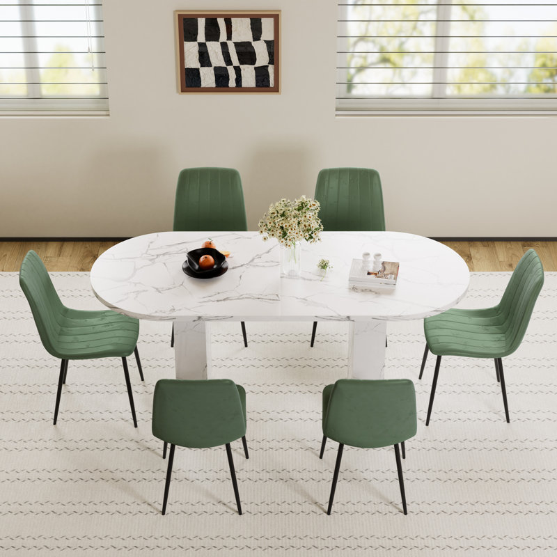 Ensemble de table de salle à manger ovale avec 4 à 6 chaises assorties pour la salle à manger, 7 pièces : table, 6 chaises