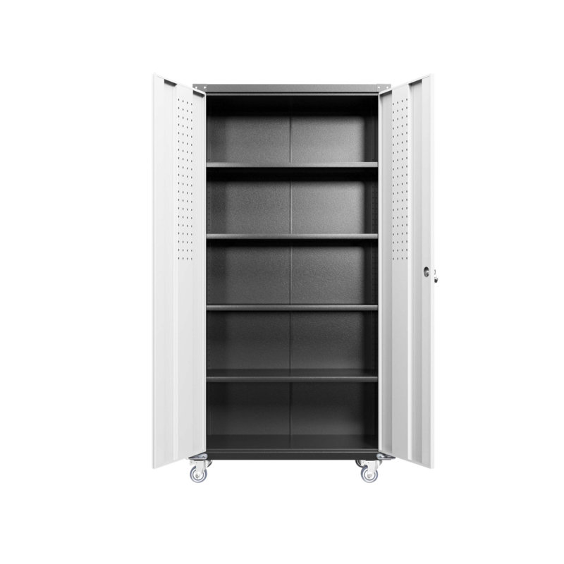 Armoires de rangement pour garage avec portes verrouillables et 4 tablettes réglables pour un rangement sûr et organisé