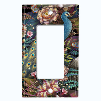 Beautiful Peacock Flower Garden 1 - Gang Rocker Standard Wall Plate