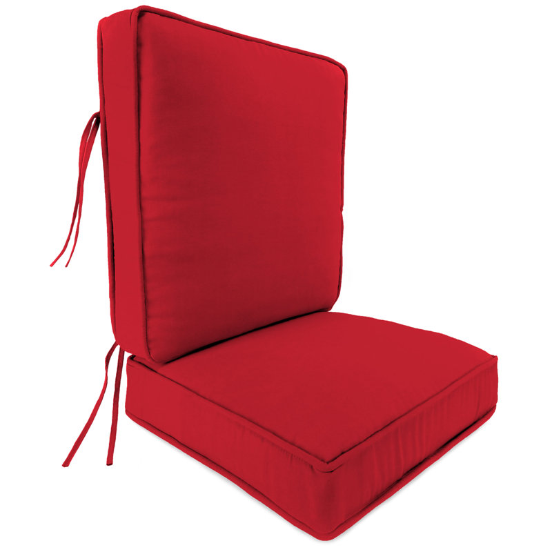 Sunbrella 22" x 45" Outdoor Deep Seat Cushion Set with Ties, Canvas Jockey Red