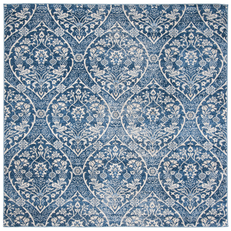 Tapis bleu marine / gris clair Avira, Carré 5 pi