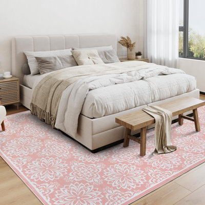Cleamon Washable Floral Indoor Rug