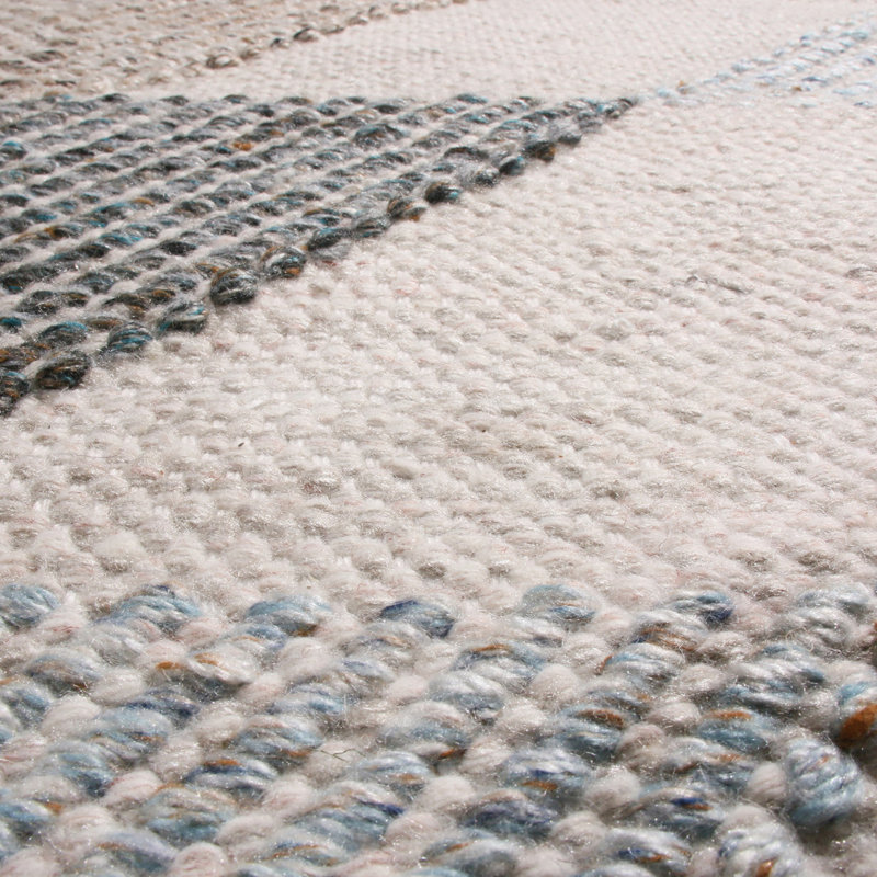 Rug & Kilim’S Scandinavian Inspired Moroccan Style Beige And Blue Polyester Rug, Rectangle 10' x 14'