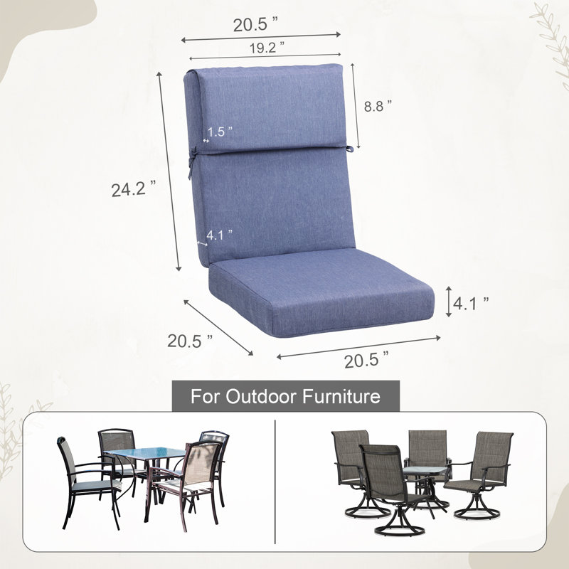 Ensemble de 4 coussins de chaise d'extérieur, Bleu très foncé