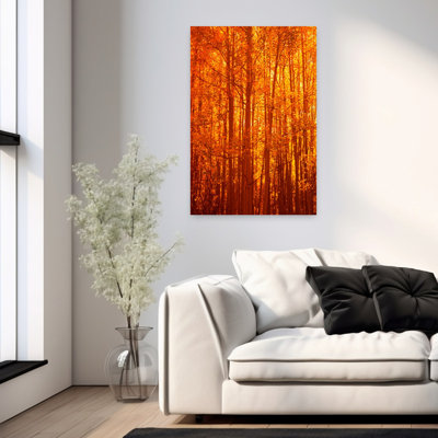 Aspen arbres au lever du soleil en automne Colorado, États-Unis, art contemporain de paysage forestier abstrait