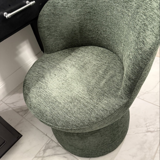 Upholstered Accent Chair, Swivel Vanity Stool With Wingback, Boucle Fabric Make-up Chair - Tan