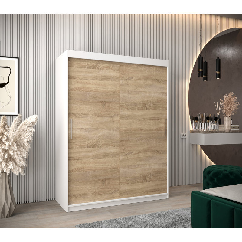 Aylinne 2 Door Solid + Manufactured Wood Wardrobe, White Matt