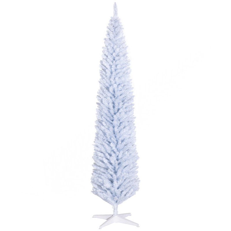 Arbre de Noël artificiel 8 pi avec 818 extrémités de branches réalistes et support en plastique, blanc