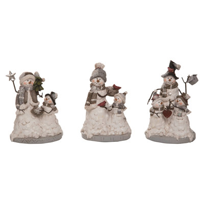  Wire Arm Christmas Snowman Family Set of 3 Christmas Home Decorations