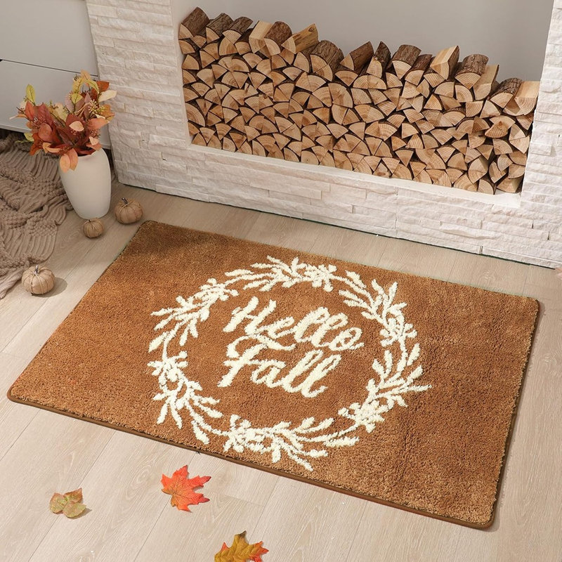 Tapis d'entrée antidérapant 48 po x 30 po Hello Fall Welcome