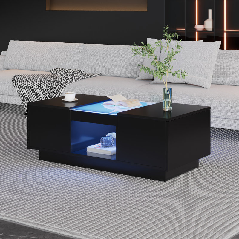 Darnika Solid Coffee Table with Storage, Black