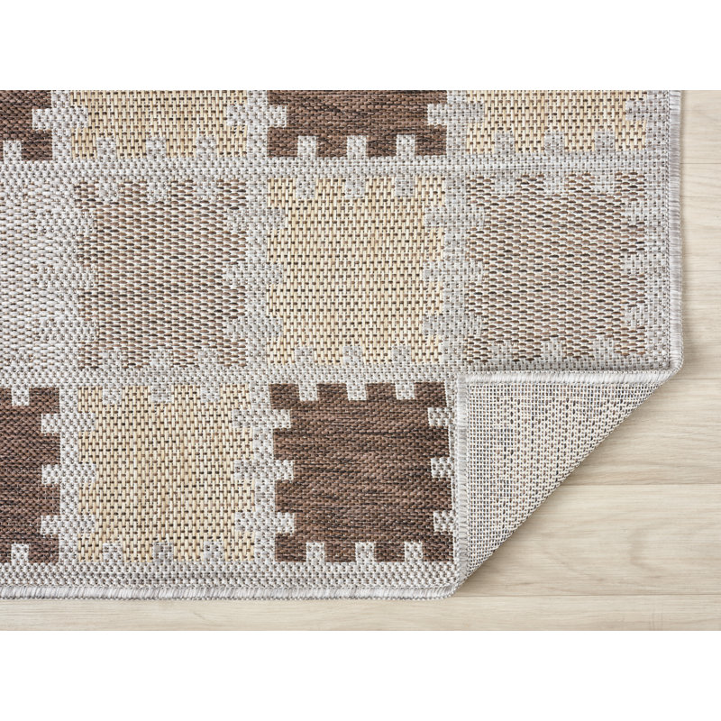 Tapis d'intérieur / extérieur en polypropylène tissé à la machine Tillee, Sable, 3 pi 3 po x 5 pi