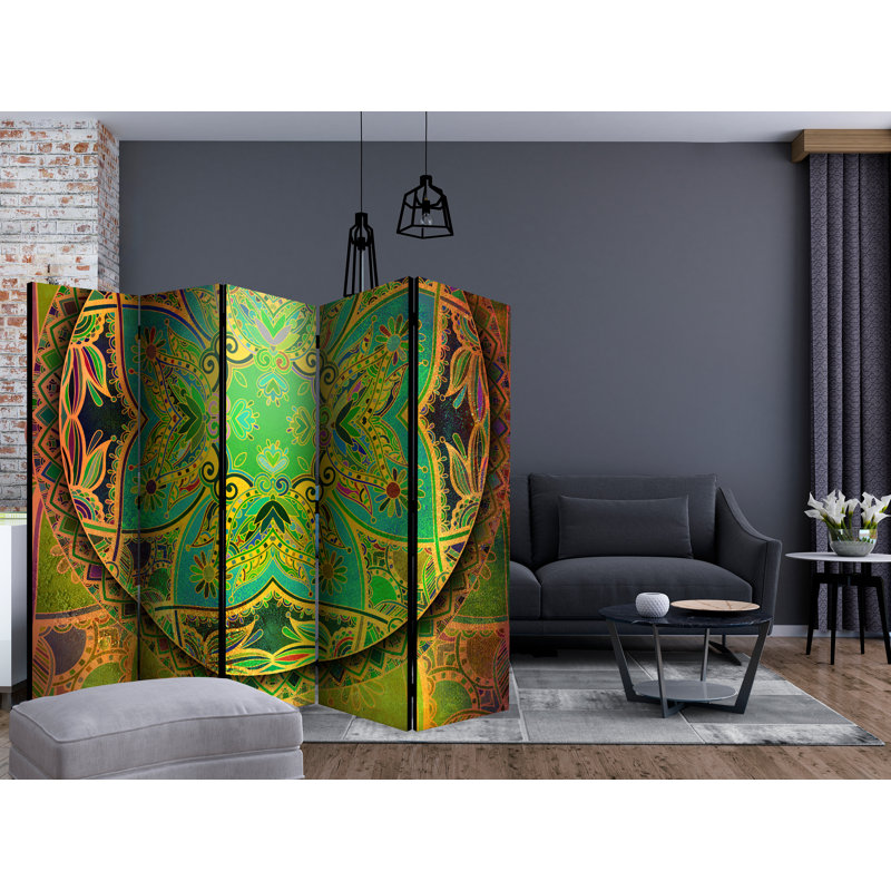 Randi 225cm W x 172cm H 5 - Panel Solid Wood Folding Room Divider
