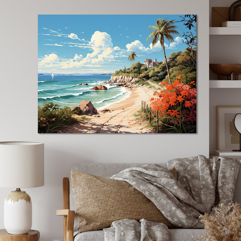 Impression sur toile Turquoise Seaside Trek III, Toile tendue, H 24 po x l 32 po x P 1 po