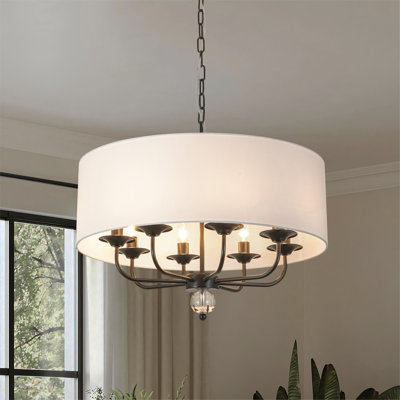  Lustre tambour en tissu à intensité variable 8 lumières Flari pour salle à manger