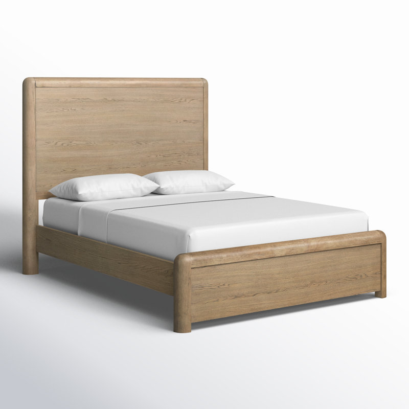 Jai Rubberwood Panel Bed, Natural, Queen