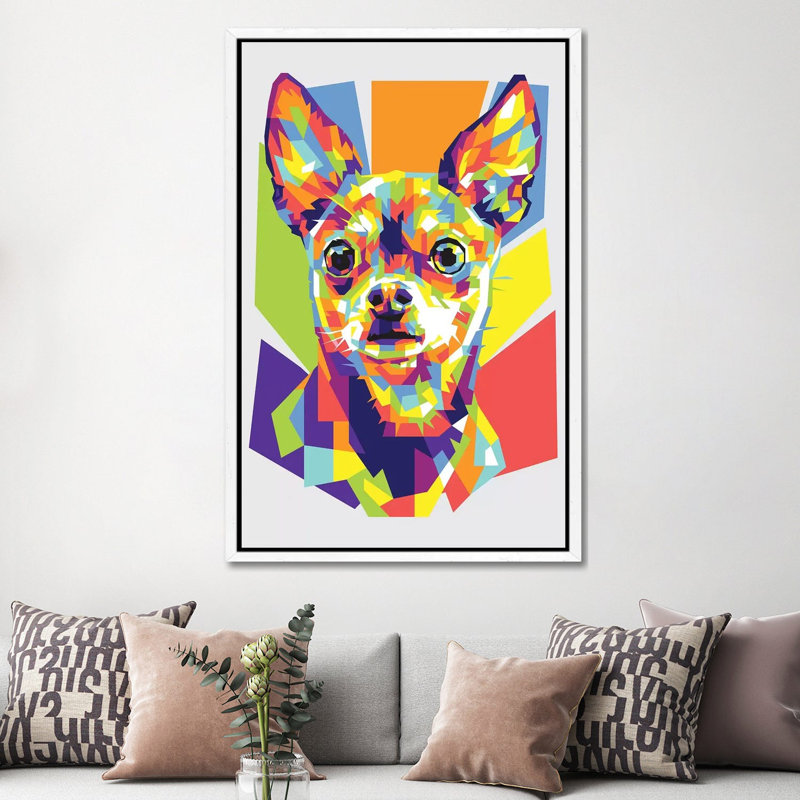 Chihuahua by Dayat Banggai - Painting on Canvas, White Framed, 152.5 cm H x 101.5 cm W