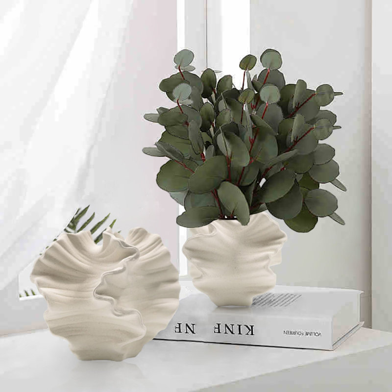 Ceramic Vase, Minimalist Nordic Boho Style, Set Of 2, White