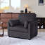 Fauteuil d'appoint rembourré en velours côtelé avec poches de rangement latérales et 2 coussins surdimensionnés, gris-130022188