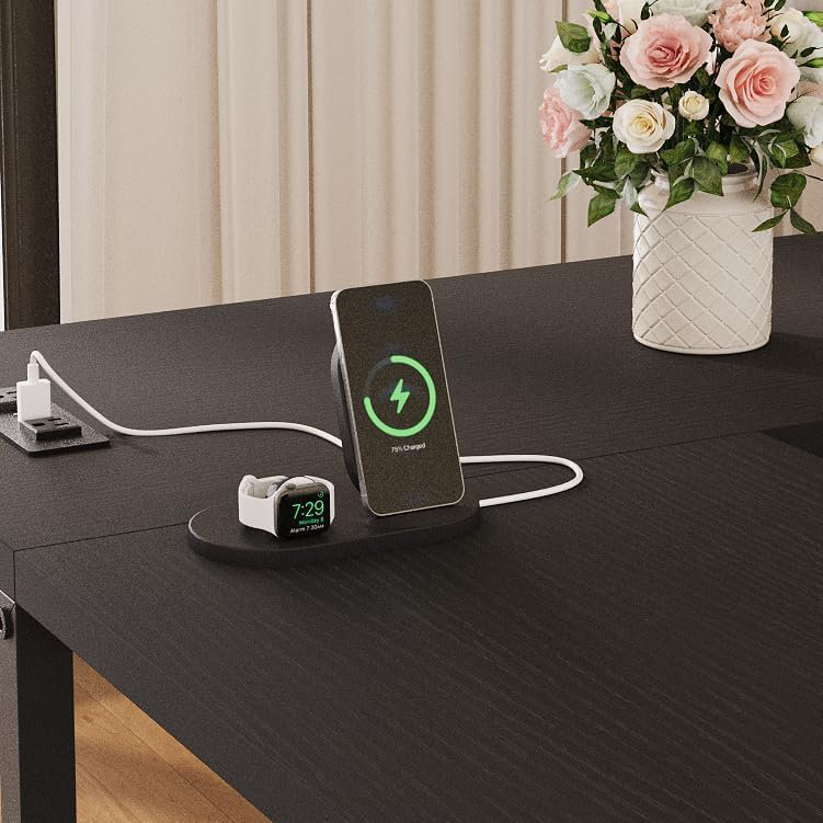 Ensemble de table de bar convertible en forme de L pour 2 à 4 personnes avec prises de courant et ports USB, table de salle à manger à hauteur de comptoir avec 2 tabourets pour petits espaces
