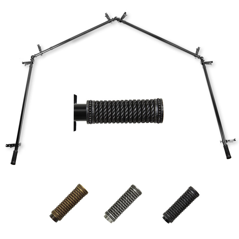 Tringle à rideaux simple ajustable de 0,81 po Joslyn, Noir, 28 po à 48 po (chaque côté)