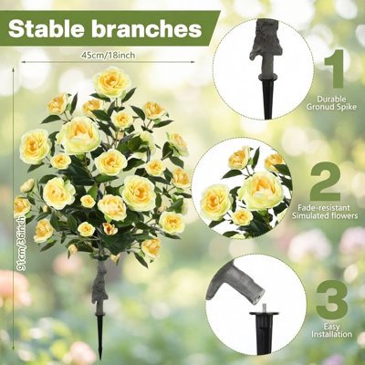 2 Pack 3ft Artificial Camellia Tree with Spike, UV Resistant Realistic for Indoor/Outdoor