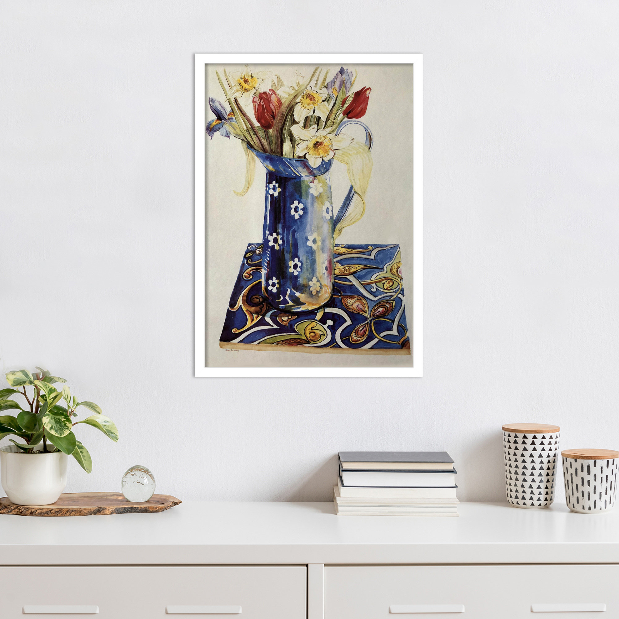 Tulips by Thewsey Joan, 25" H x 18" W x 1" D, White